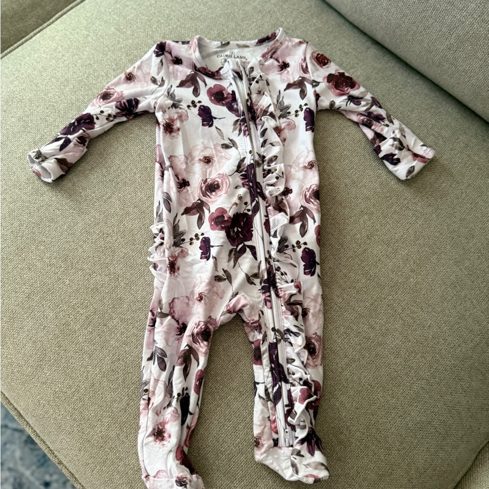 Caden Lane purple ruffle pajamas
